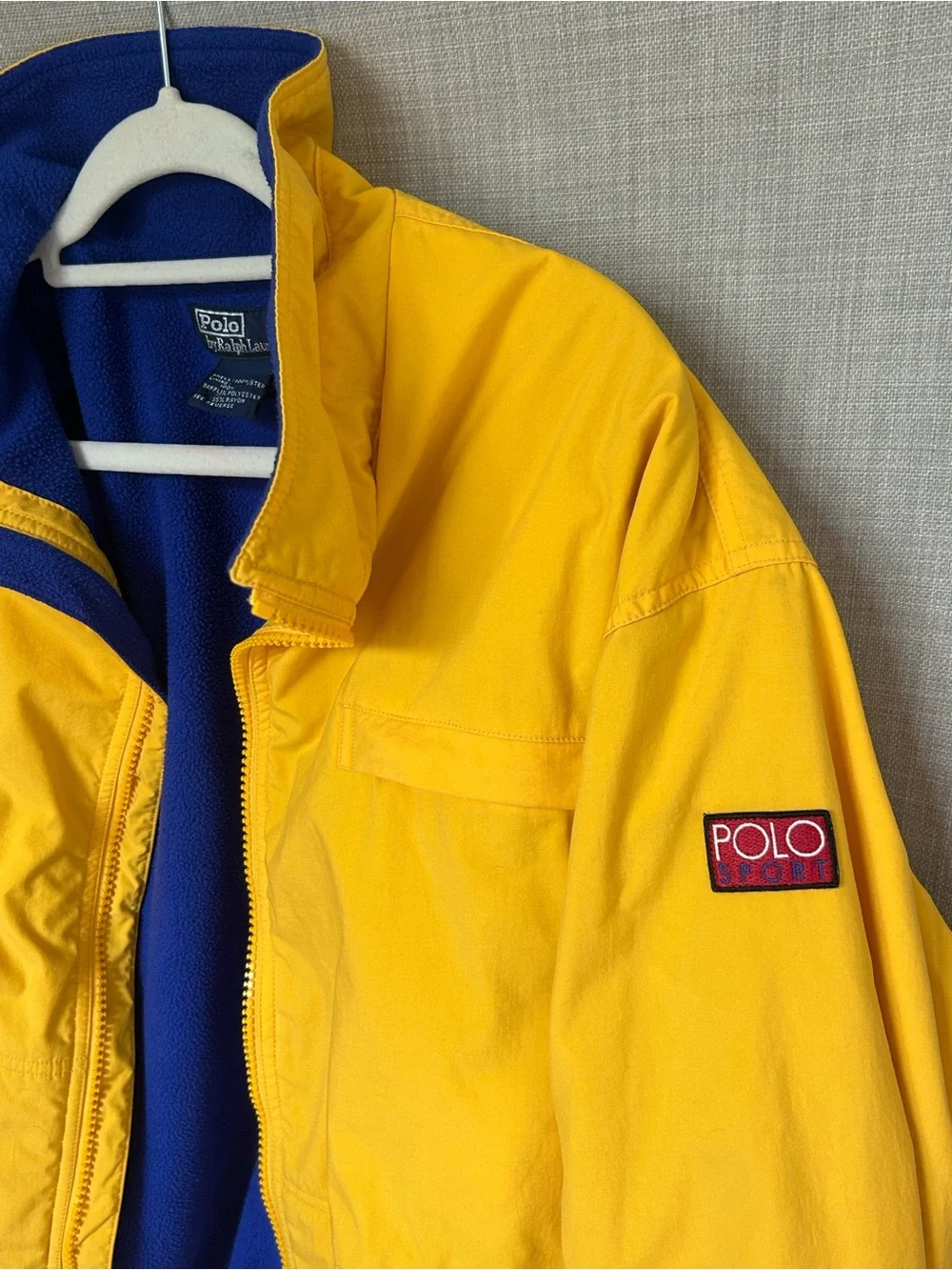 Vintage 90s Polo Sport by Ralph Lauren Yellow Jacket Fleece Lined Large